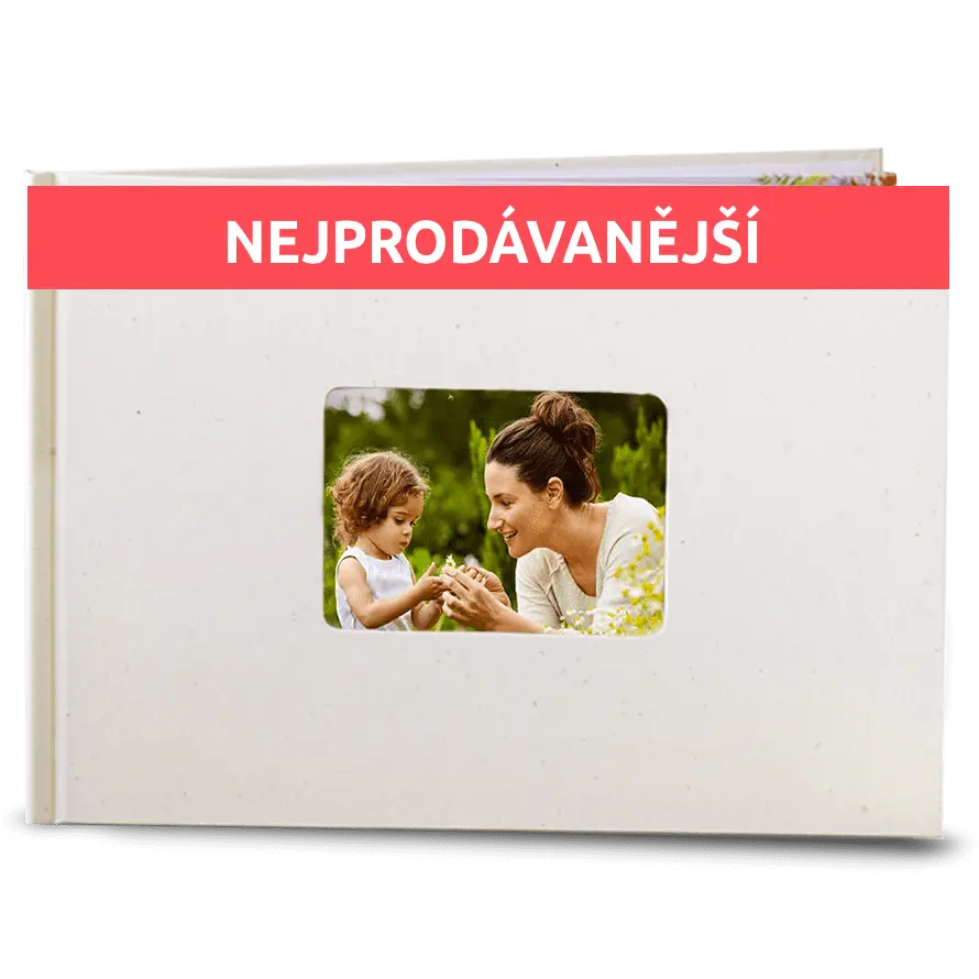 Fotokniha levně. Vaše nejlepší foto kniha A4 šířka v přírodní barvě - Elegantní bílá
