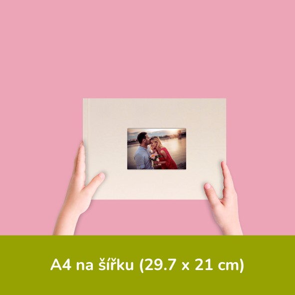 fotokniha v přírodních deskách ve formátu A4 na šířku