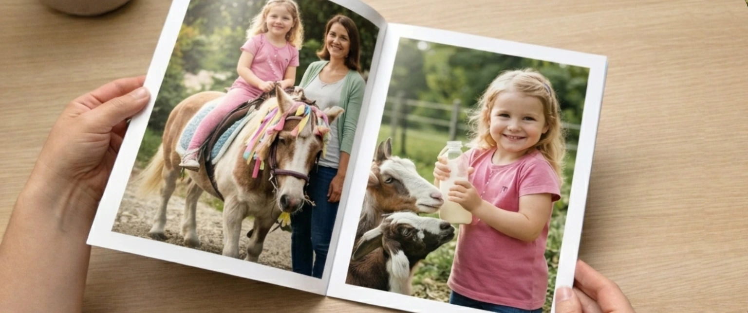 prohlížení si fotosešitu