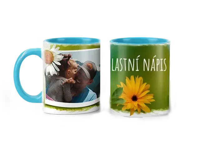 Světle modrý hrnek s motivem ROČNÍ OBDOBÍ pro leváky