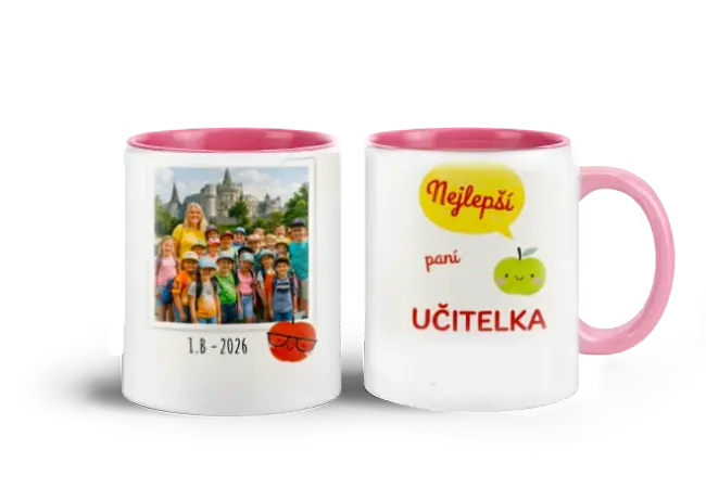 Růžový hrnek nejlepší učitelka pro praváky