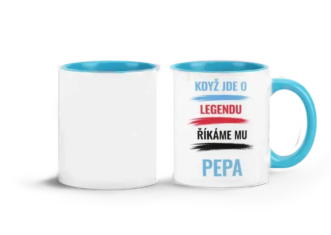 Modrý hrnek s motivem vlnky pro praváky