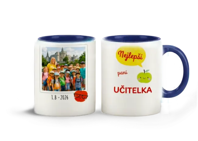 Modrý hrnek nejlepší učitelka pro praváky