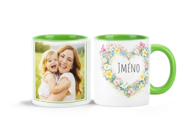 Zelený hrneček Květiny svátek jmeniny