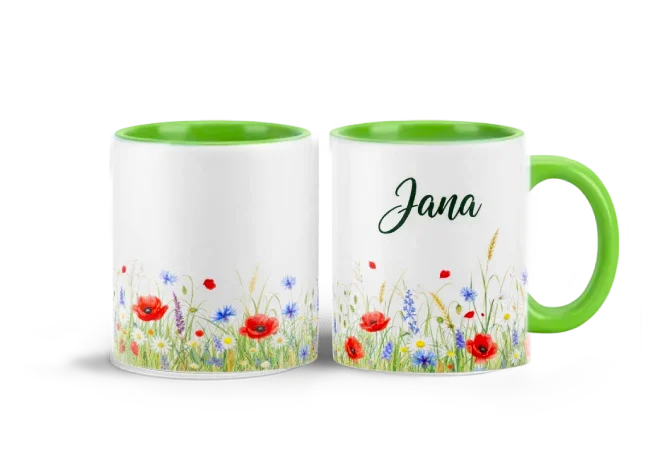 Zelený hrneček s vlastním jménem