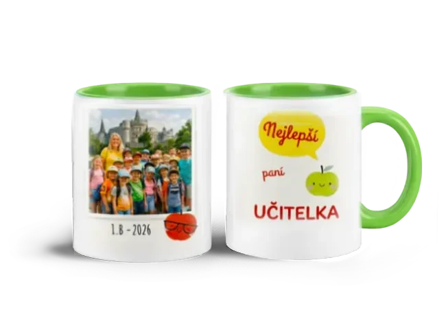 Zelený hrnek nejlepší učitelka pro praváky