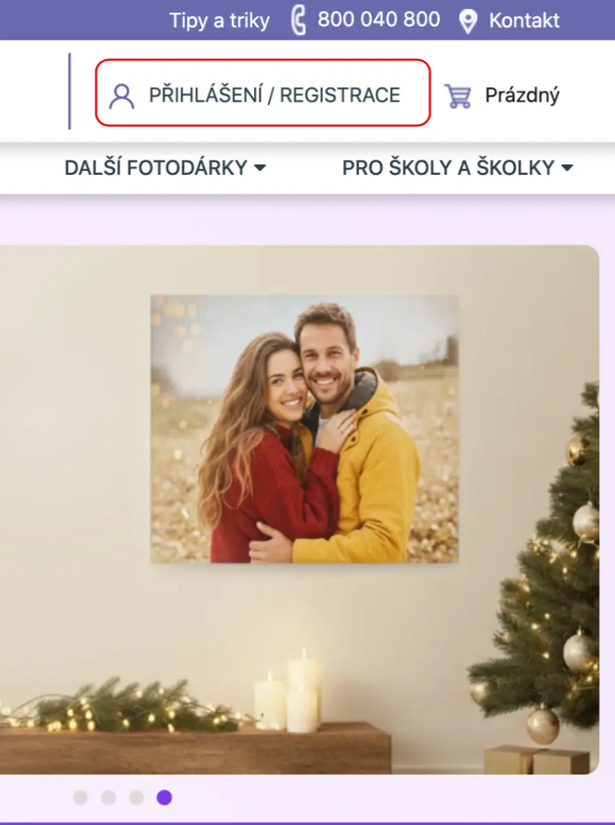 Přihlašovací formulář a sekce Můj účet