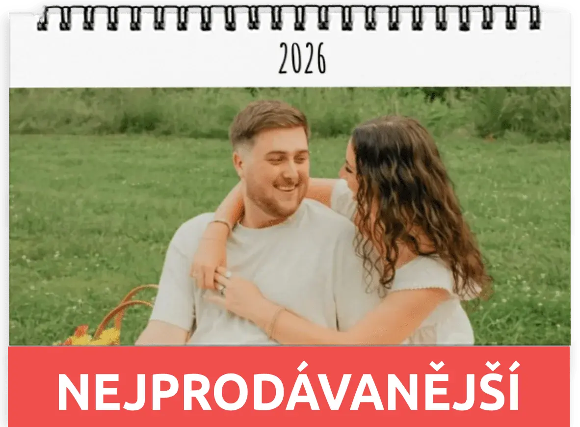 Foto kalendář z fotek. Týdenní stolní kalendář 2026 - Bílý