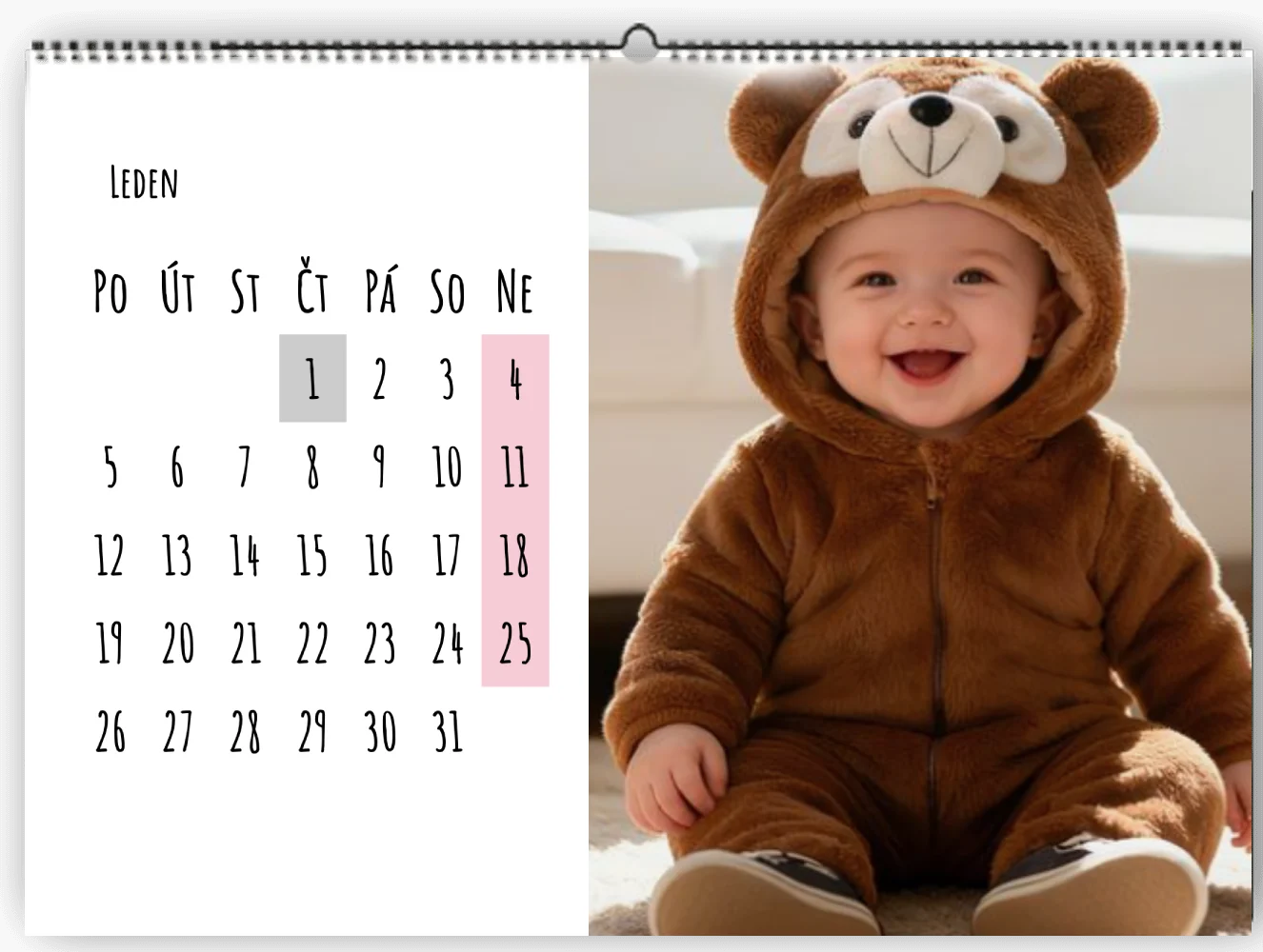 Fotokalendáře z vlastních fotek 2026 jednoduše online - Bílý x foto